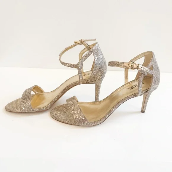 Michael Kors Simone Mid Gold Glitter Sandals Women’s 8 - Picture 6 of 8